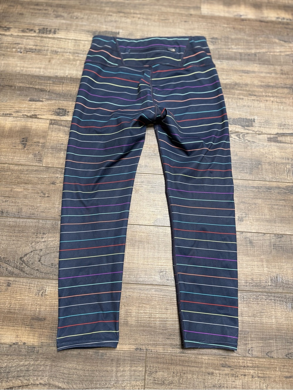 Athleta Chaturanga tights Leggings Purple Teal Orange Stripes XS 305922